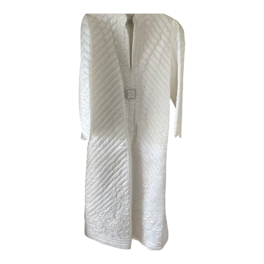 VTG Nordstrom Quilted Satin Long Robe White Housecoat Gown NWT M